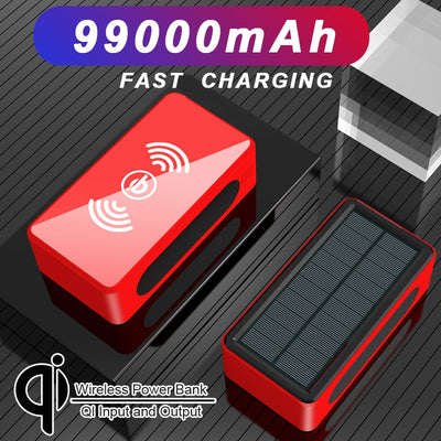 Solar Wireless Power Bank 99000mAh