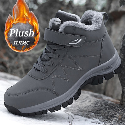 2022 Winter Women Men Boots Plush Leather Waterproof Sneakers Climbing Hunting Shoes Unisex Lace-up Outdoor Warm Hiking Boot Man