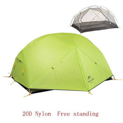 yellow Ultralight Backpacking Tent - 2 Persons Camping Tent 20D Nylon Fabric