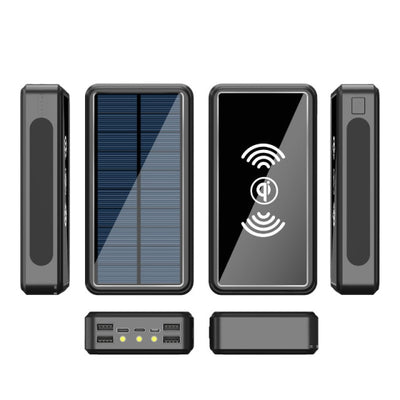 black Wireless Solar Power Bank 80000mAh
