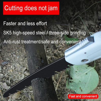 Folding Hand Saw SK5 Steel Blade Soft Rubber Handle.