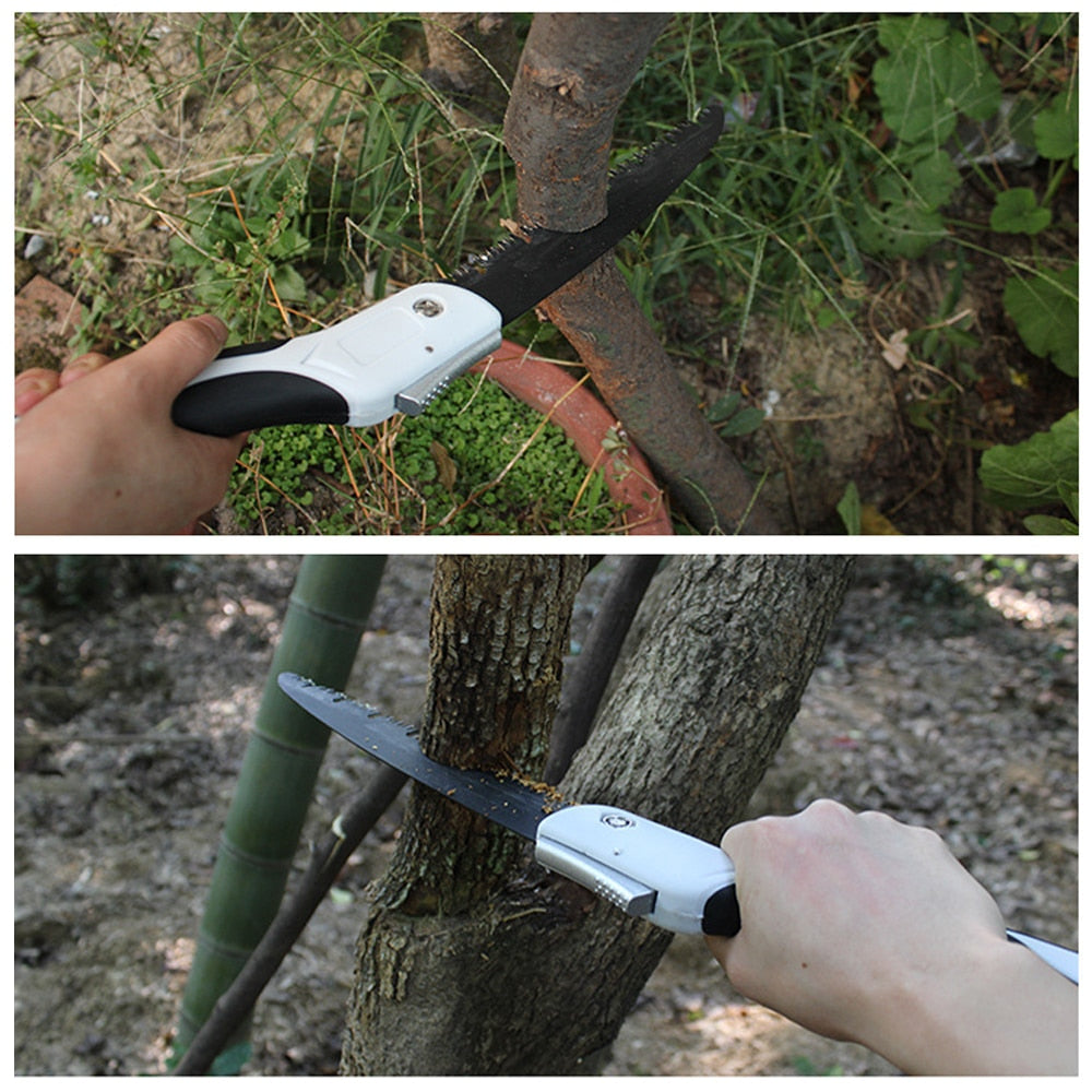 Folding Hand Saw SK5 Steel Blade Soft Rubber Handle.